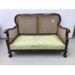 1920s / 30s bergere sofa, together with a ladder back elbow chair. (2)