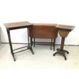 Regency coromandel inlaid work table, together with a 19th century single drawer side table, spoon b