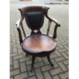 Mahogany swivel elbow chair