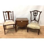 Two Edwardian nursing chairs, together with an oak box stool and an oak table