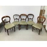 Harlequin set of ten Victorian mahogany balloon back dining chairs