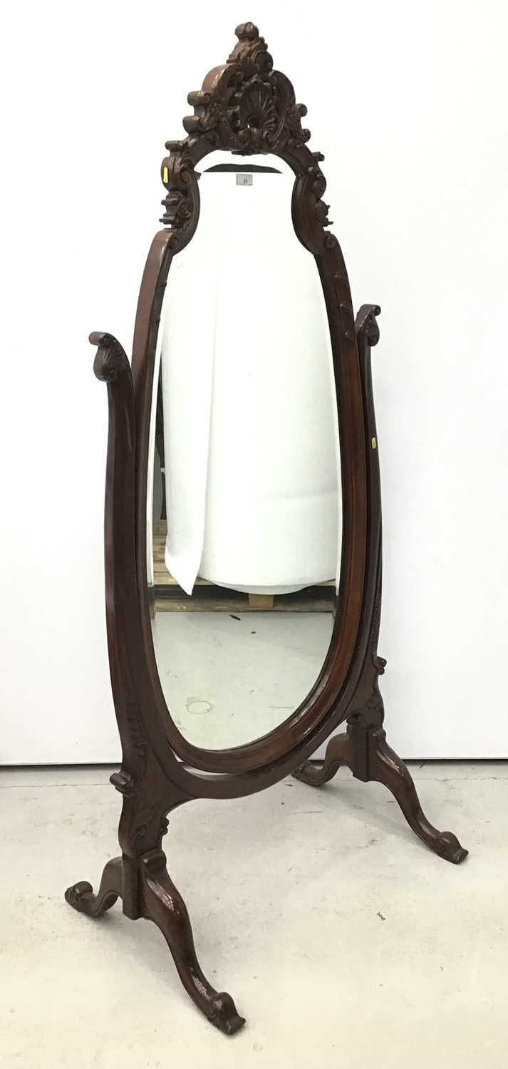 Victorian-style mahogany cheval mirror