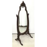 Victorian-style mahogany cheval mirror