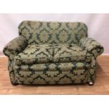 Early 20th century upholstered twin seater drop end settee