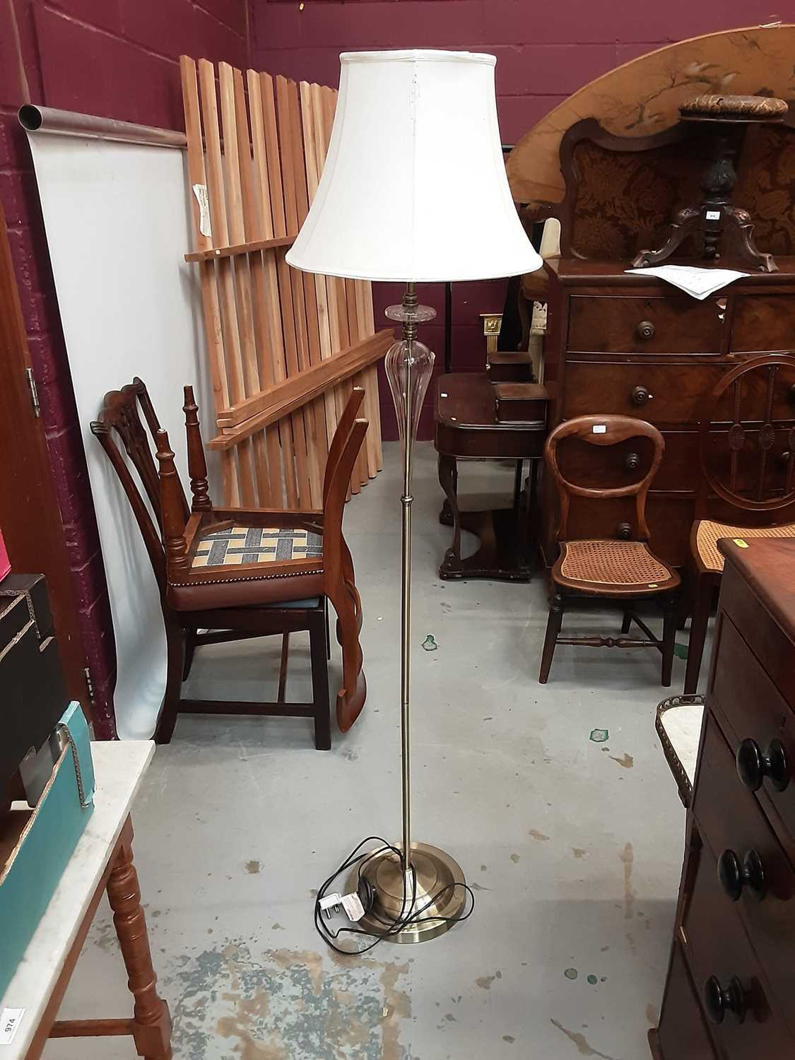 Modern metal and glass standard lamp with shade