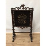 Victorian rosewood and upholstered firesreen