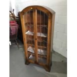 Art Deco oak arched glazed bookcase