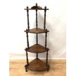 Victorian walnut and inlaid graduated four tier washstand