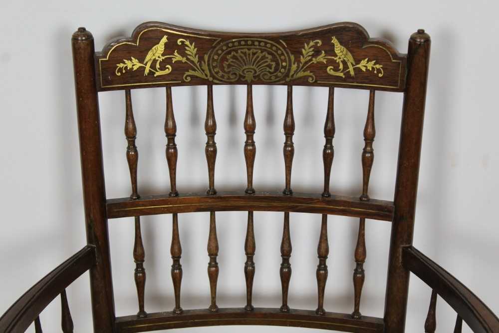 Regency rosewood and brass inlaid spindle back elbow chair - Image 2 of 9