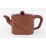 Chinese Yixing teapot, fruit decoration with branch form handle and spout, seal mark to base, unusua