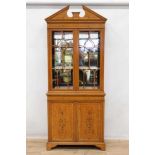 Good quality late Victorian satinwood and inlaid two height bookcase