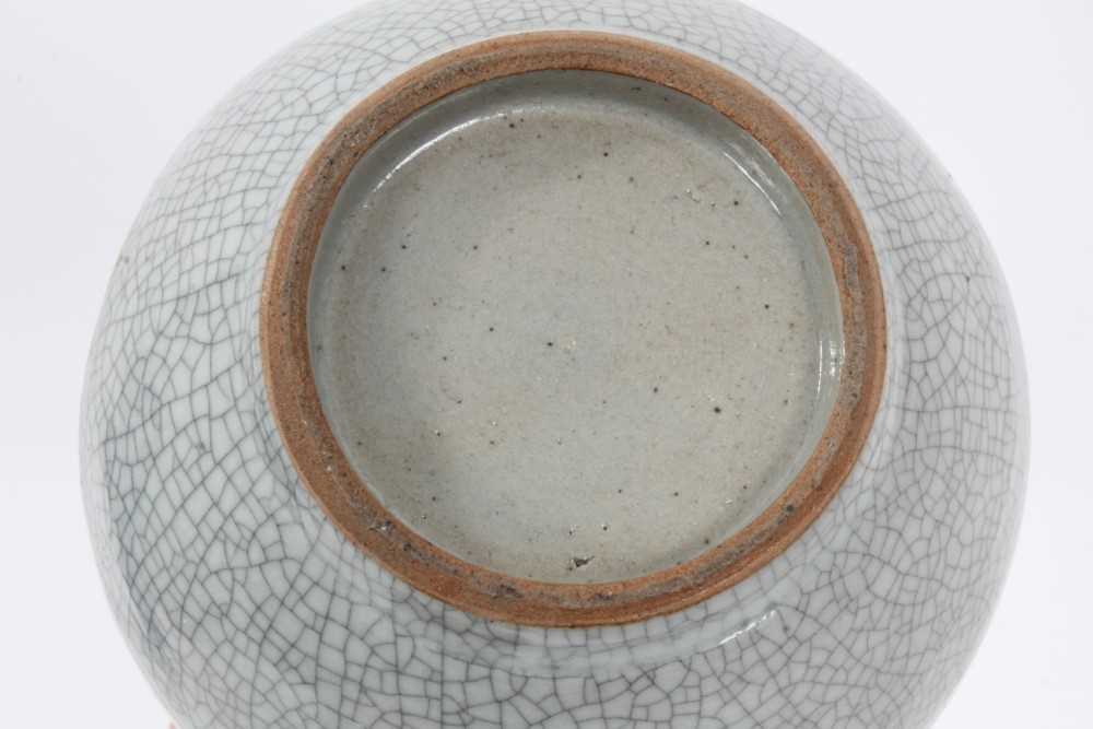 Chinese crackle-glazed bottle vase, of slender form, the glaze a greyish celadon colour, 25cm height - Image 7 of 7