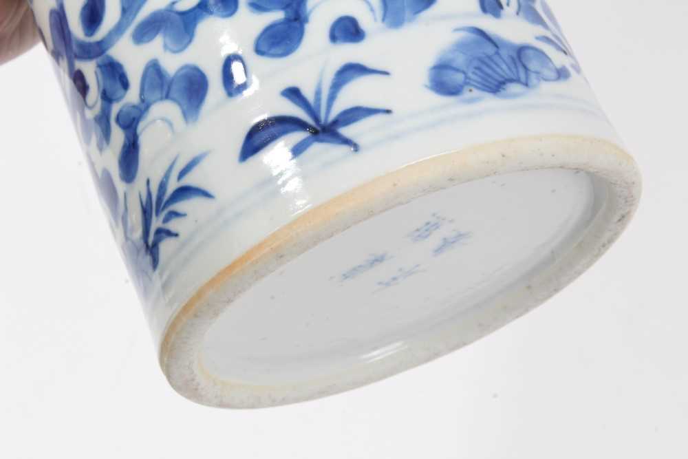 Chinese blue and white porcelain sleeve vase, c.1900, painted with a scrolling foliate pattern, four - Image 9 of 11