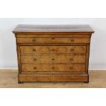 19th century Continental mahogany chest of four long drawers