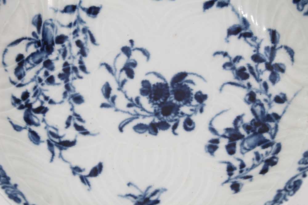 Worcester blue and white feather moulded trio, c.1760 - Image 3 of 16