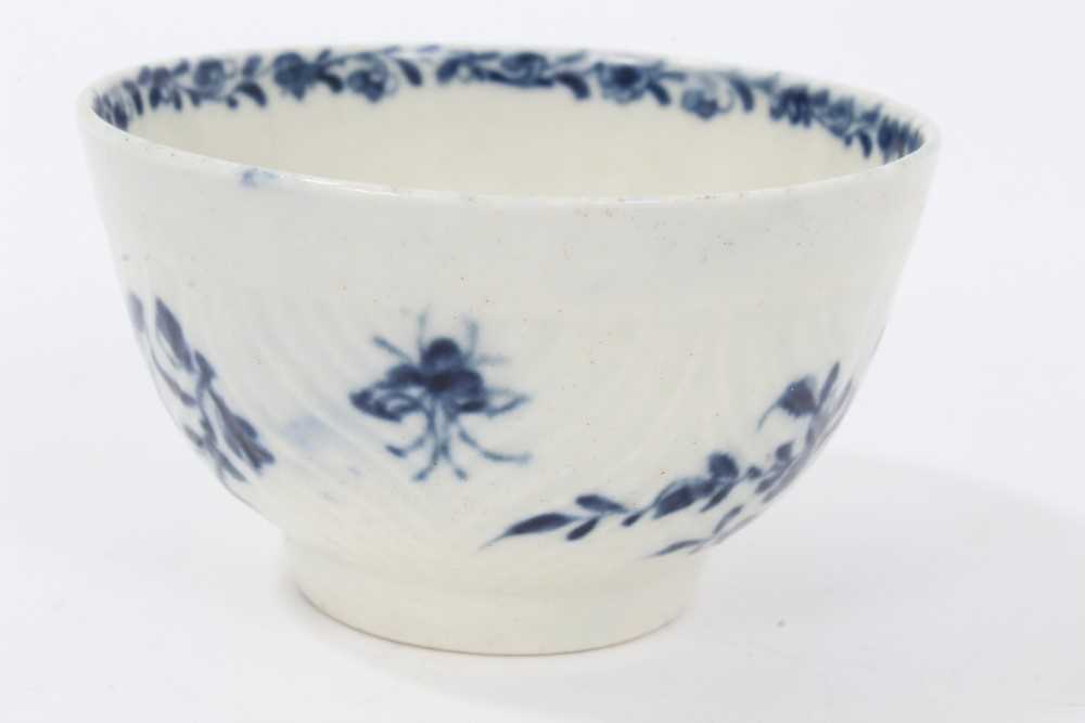Worcester blue and white feather moulded trio, c.1760 - Image 6 of 16