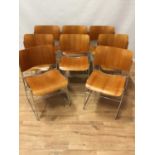 Set of eight Howe 40/4 plywood stacking chairs by David Rowland