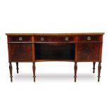 Fine quality late 19th century mahogany and inlaid bowfront sideboard