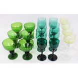 Collection of green glassware