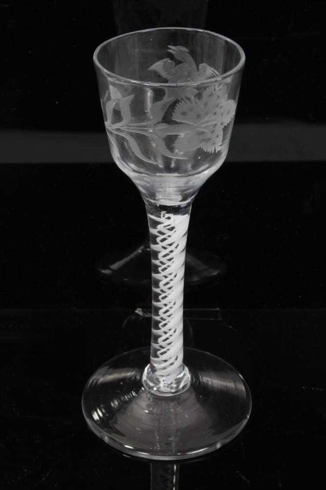 Six assorted Georgian opaque twist wine glasses, between 13cm and 16cm height - Image 4 of 15