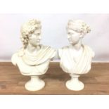 Two reconstituted alabaster classical figural busts