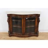 19th century rosewood credenza with white marble top