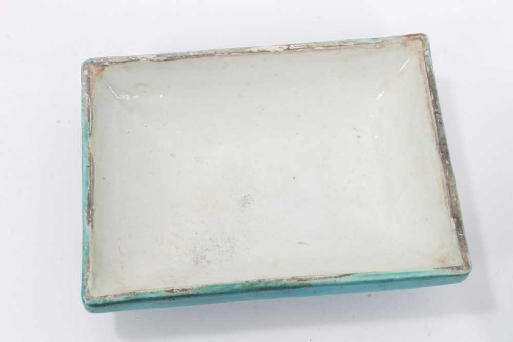 Unusual Chinese turquoise glazed porcelain box, with relief moulded floral decoration, in the style - Image 7 of 9