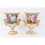 Pair of early 19th Century English porcelain urn shape vases