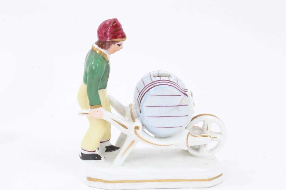 Collection of ten Staffordshire figures, including a Turk, a man pushing a wheelbarrow, etc, between - Image 7 of 22