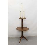 19th century Continental kingwood adjustable candle what-not, adapted for electricity