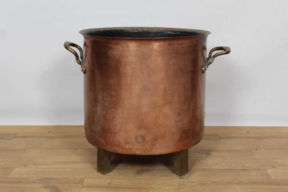 Large antique copper log basket