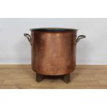 Large antique copper log basket