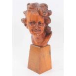 Good quality Art Deco period carved wooden bust of a woman