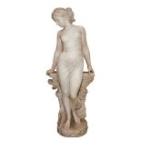 Antonio Frilli (c1880-1920): Fine late 19th century Italian carved marble sculpture of a scantily cl