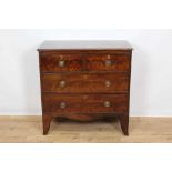 Regency mahogany chest of drawers, with two short over three long drawers on bracket feet, 195cm wid