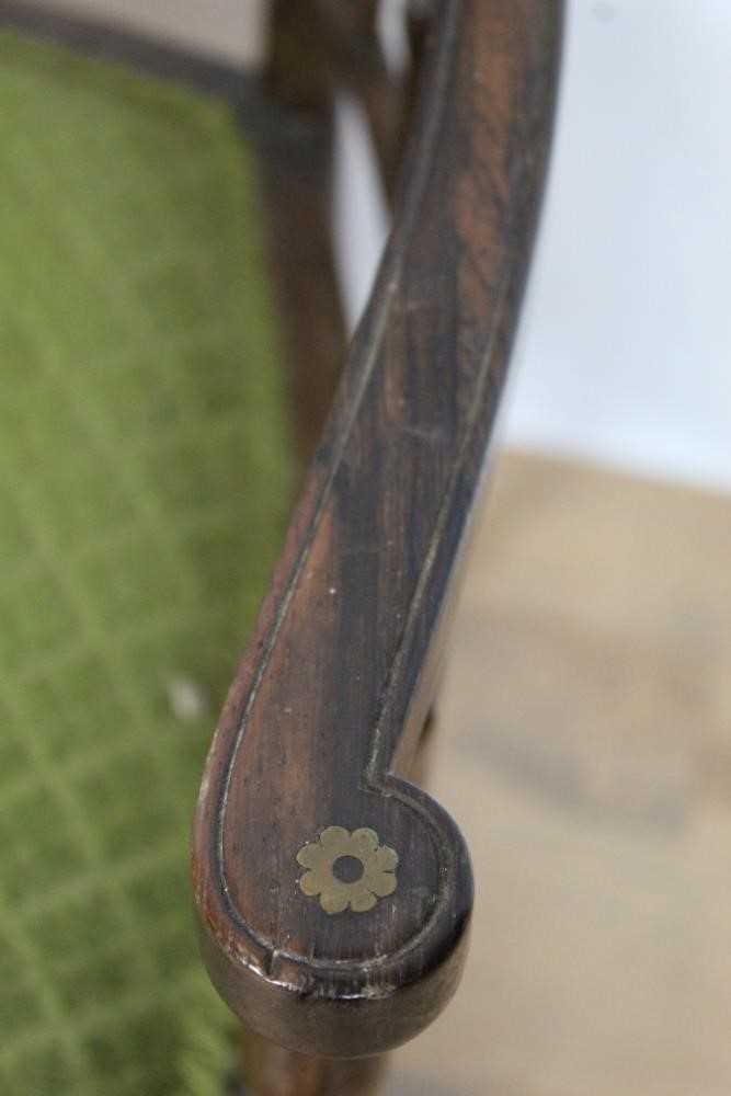 Regency rosewood and brass inlaid spindle back elbow chair - Image 4 of 9
