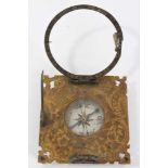 Rare 18th century Augsburg pattern equinoctial compass in later case, the back engraved with cities,