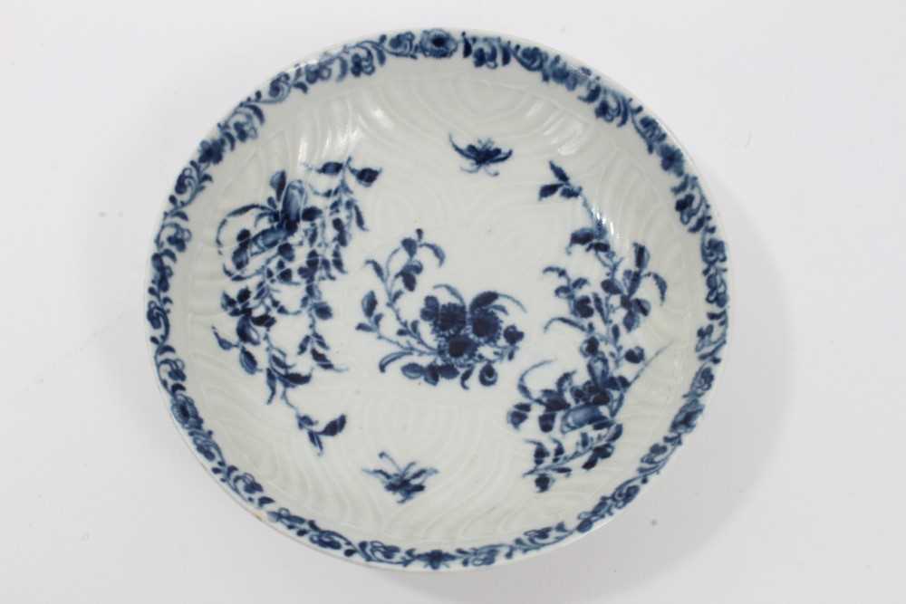 Worcester blue and white feather moulded trio, c.1760 - Image 2 of 16