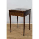Edwardian mahogany and chequer strung envelope card table