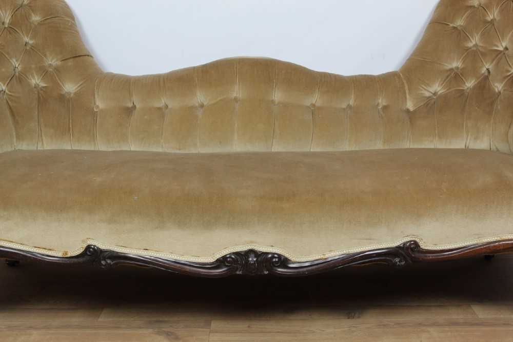 Victorian mahogany double ended button back settee - Image 4 of 4