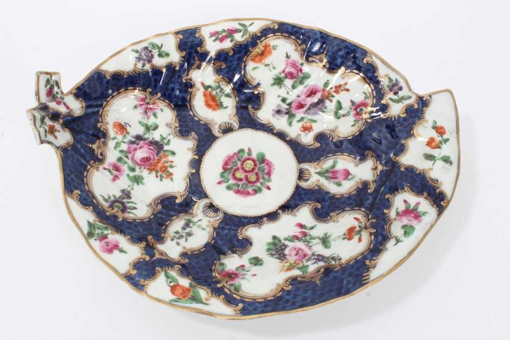 Pair of Worcester leaf-shaped dishes, c.1770 - Image 2 of 14