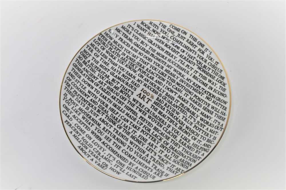 *Grayson Perry RA (b.1960) '100% Art Plate', 2020, fine china plate, with artist's seal printed to b - Image 2 of 5