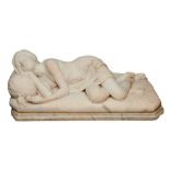 Giosue Argenti (1819-1901) - Fine 19th Century Italian carved carrera marble sculpture of a sleeping