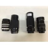 Quantity of interchangeable lenses for 35 mm SLR cameras including Zeus, Minolta, Konica, Tamron, Ol