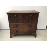Victorian mahogany chest of two short over three long drawers on bracket feet, 99cm wide x 51cm deep