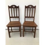 Pair of Macintosh style walnut arts and crafts hall chairs