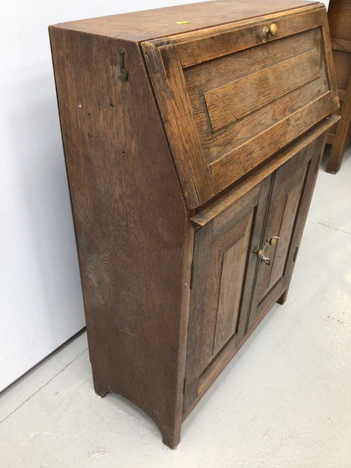 Victorian walnut dressing table mirror, together with small oak bureau and prie Dieu chair - Image 10 of 13