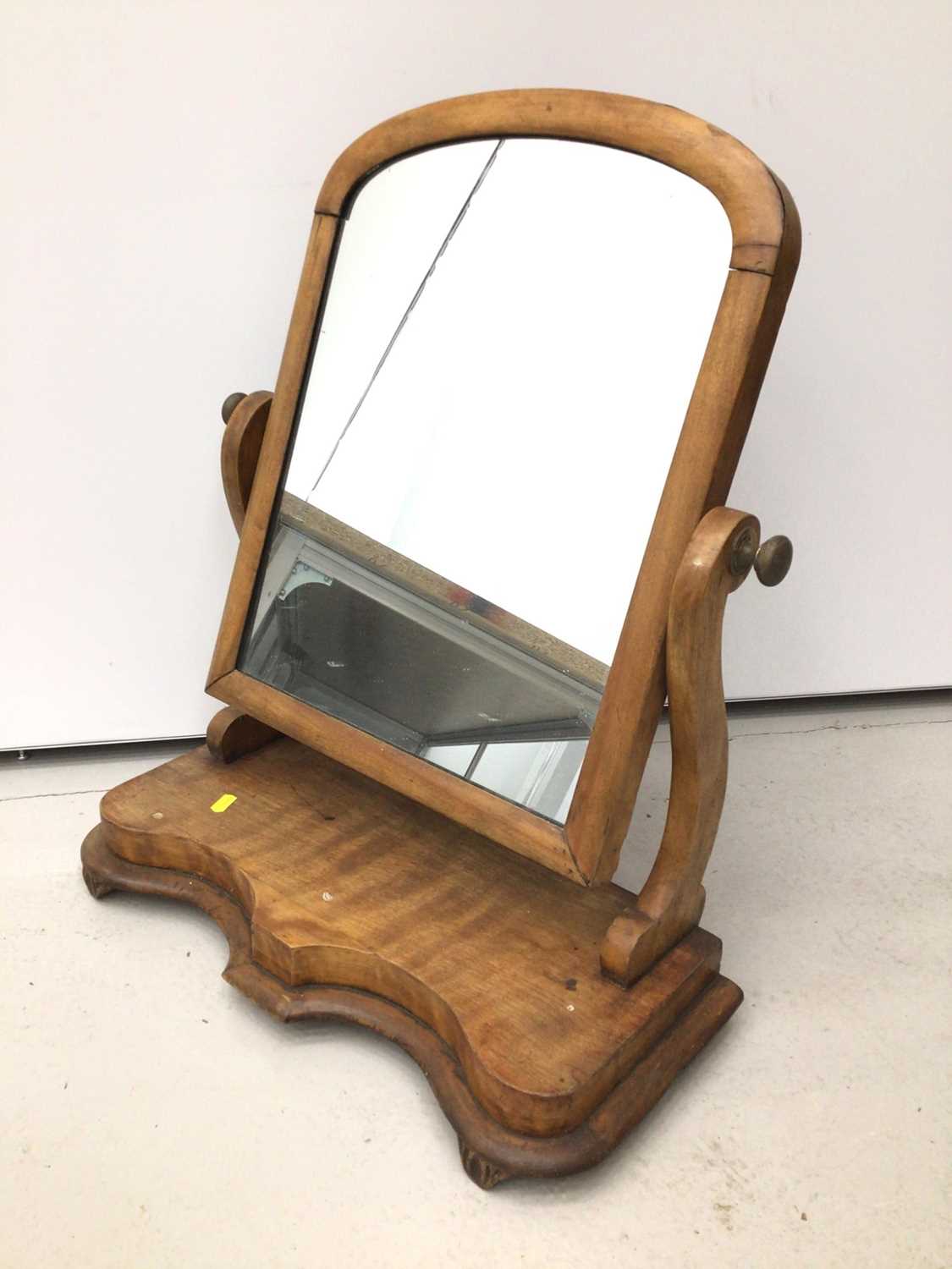 Victorian walnut dressing table mirror, together with small oak bureau and prie Dieu chair