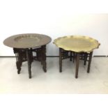 Two Islamic brass top occasional tables