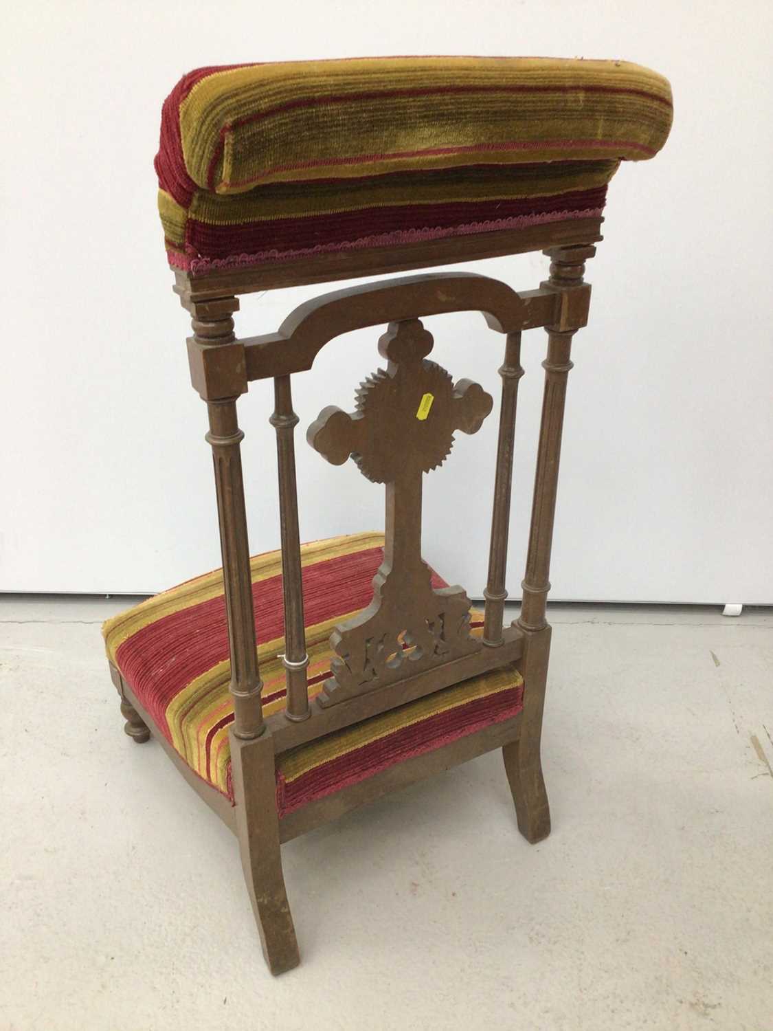 Victorian walnut dressing table mirror, together with small oak bureau and prie Dieu chair - Image 9 of 13